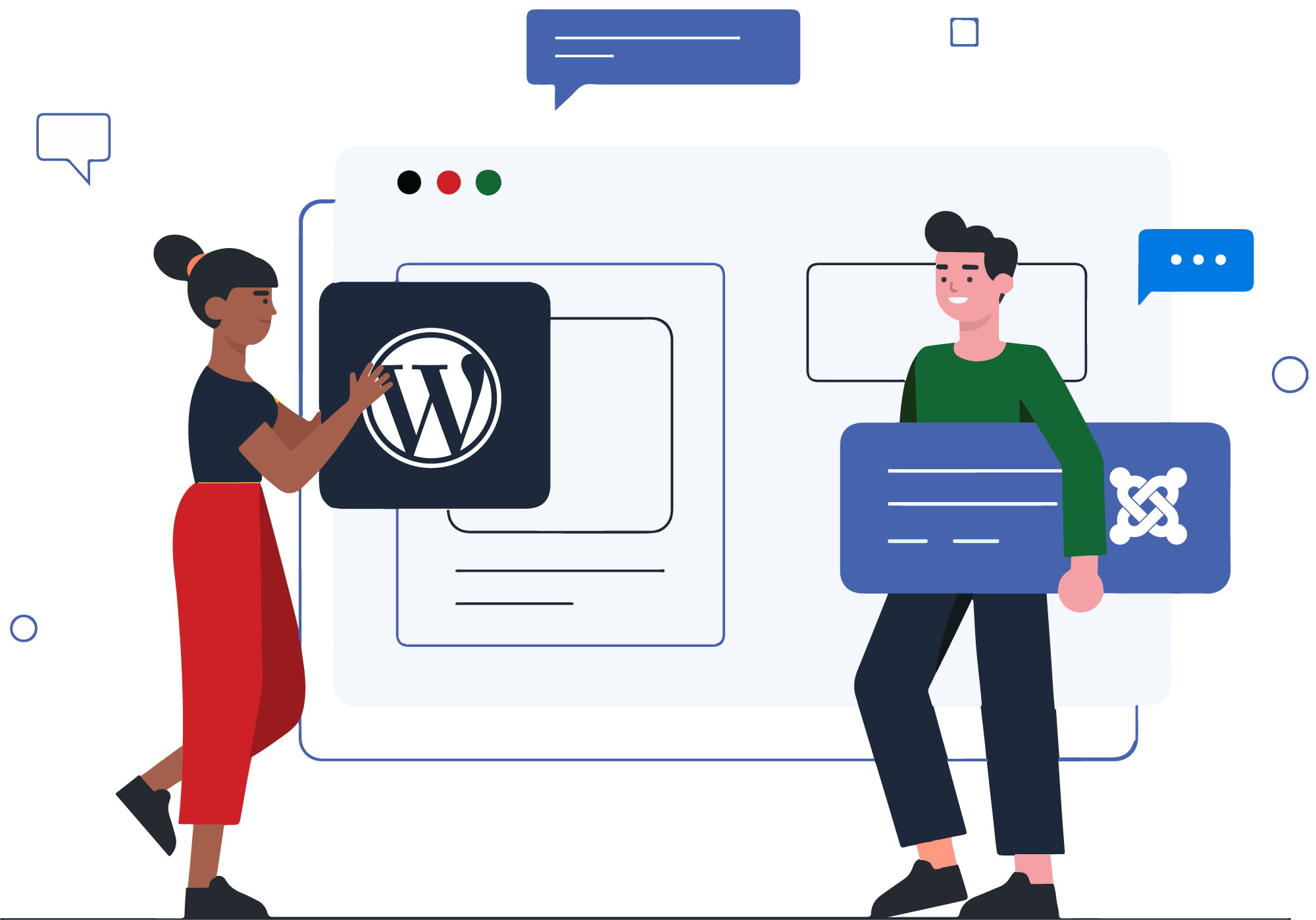 Graphic illustrating professional WordPress support services for business websites.